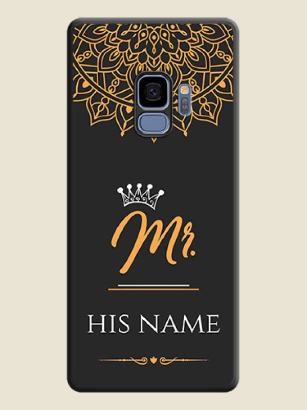 Custom Mr Name with Floral Design  on Personalised Space Black Soft Matte Cases - Galaxy S9 - alternate view