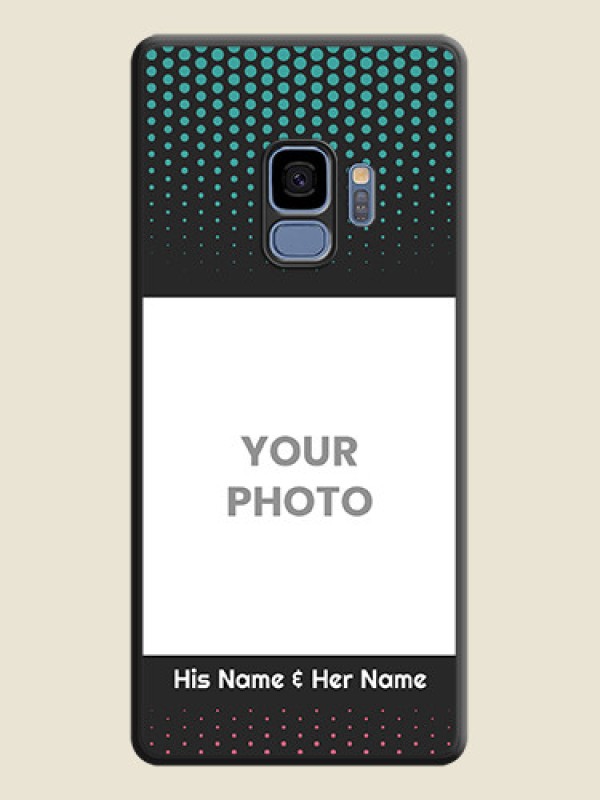 Custom Faded Dots with Grunge Photo Frame and Text on Space Black Custom Soft Matte Phone Cases - Galaxy S9 - alternate view