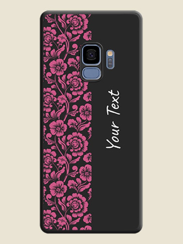 Custom Pink Floral Pattern Design With Custom Text On Space Black Personalized Soft Matte Phone Covers -Samsung Galaxy S9 - alternate view