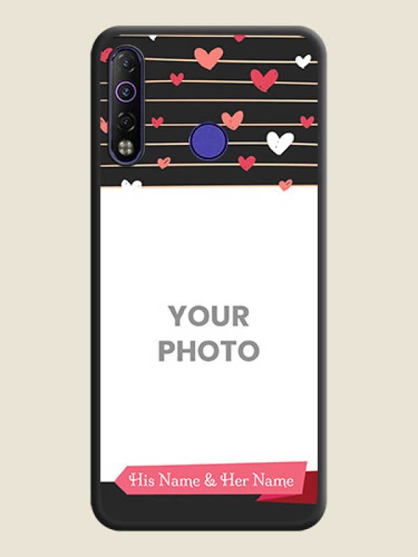 Custom Love Pattern with Name on Pink Ribbon  on Photo on Space Black Soft Matte Back Cover - Tecno Camon 12 Air - alternate view