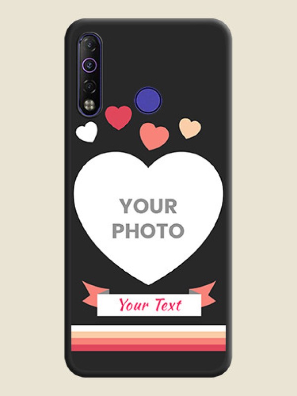 Custom Love Shaped Photo with Colorful Stripes on Personalised Space Black Soft Matte Cases - Tecno Camon 12 Air - alternate view