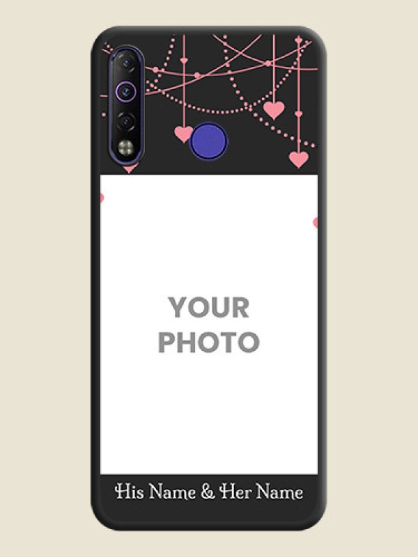 Custom Pink Love Hangings with Text on Space Black Custom Soft Matte Back Cover - Tecno Camon 12 Air - alternate view