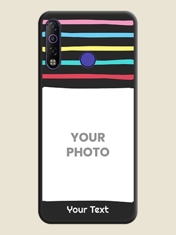 Custom Multicolor Lines with Image on Space Black Personalized Soft Matte Phone Covers - Tecno Camon 12 Air - alternate view