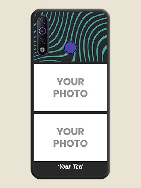Custom Wave Pattern with 2 Image Holder on Space Black Personalized Soft Matte Phone Covers - Tecno Camon 12 Air - alternate view