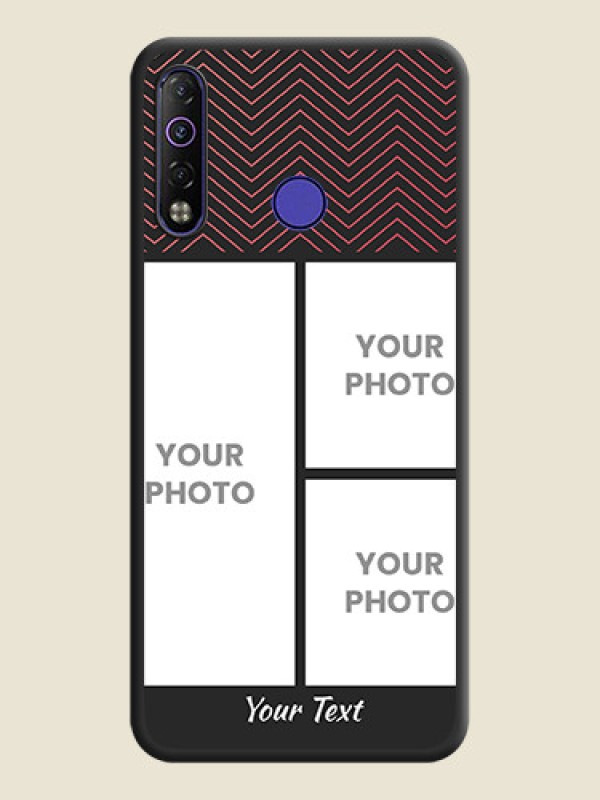 Custom Wave Pattern with 3 Image Holder on Space Black Custom Soft Matte Back Cover - Tecno Camon 12 Air - alternate view