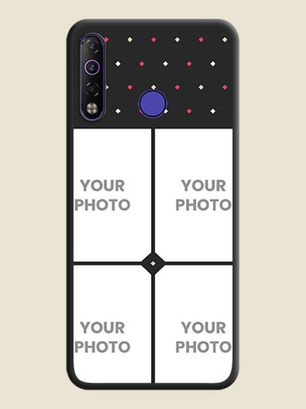 Custom Multicolor Dotted Pattern with 4 Image Holder on Space Black Custom Soft Matte Phone Cases - Tecno Camon 12 Air - alternate view