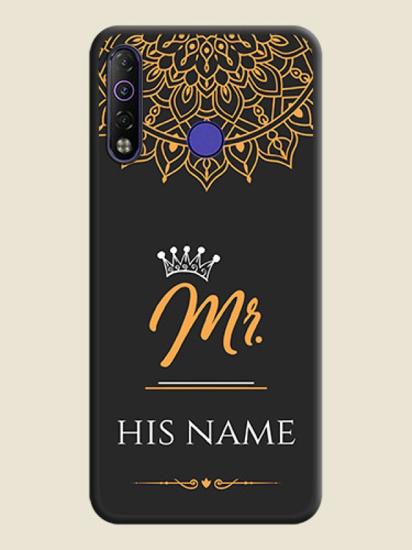 Custom Mr Name with Floral Design  on Personalised Space Black Soft Matte Cases - Tecno Camon 12 Air - alternate view