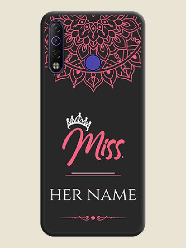 Custom Mrs Name with Floral Design on Space Black Personalized Soft Matte Phone Covers - Tecno Camon 12 Air - alternate view