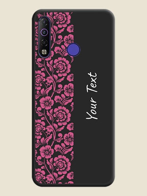 Custom Pink Floral Pattern Design With Custom Text On Space Black Personalized Soft Matte Phone Covers -Tecno Camon 12 Air - alternate view