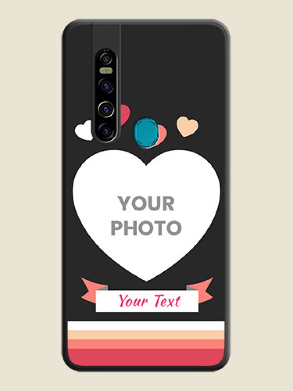 Custom Love Shaped Photo with Colorful Stripes on Personalised Space Black Soft Matte Cases - Tecno Camon 15 Pro - alternate view