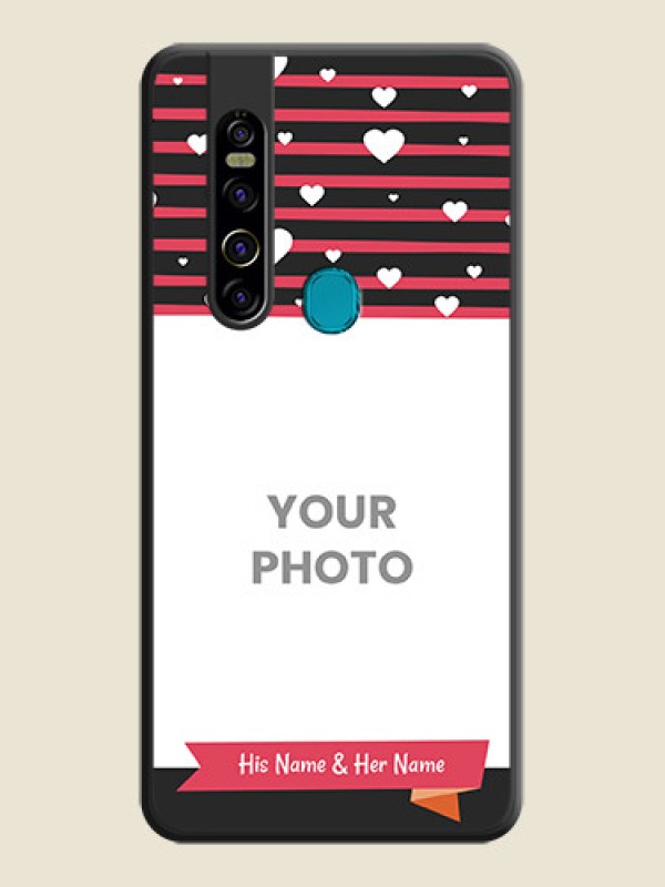 Custom White Color Love Symbols with Pink Lines Pattern on Space Black Custom Soft Matte Phone Cases - Tecno Camon 15 Pro - alternate view
