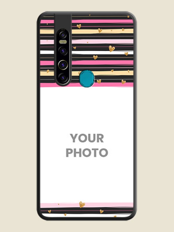 Custom Multicolor Lines and Golden Love Symbols Design on Photo on Space Black Soft Matte Mobile Cover - Tecno Camon 15 Pro - alternate view