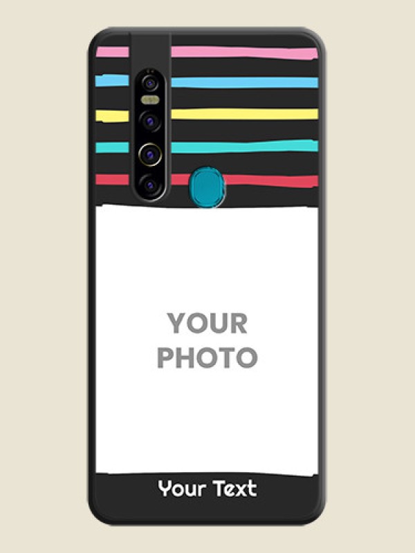 Custom Multicolor Lines with Image on Space Black Personalized Soft Matte Phone Covers - Tecno Camon 15 Pro - alternate view