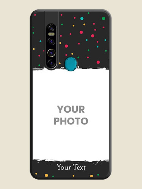 Custom Multicolor Dotted Pattern with Text on Space Black Custom Soft Matte Phone Back Cover - Tecno Camon 15 Pro - alternate view