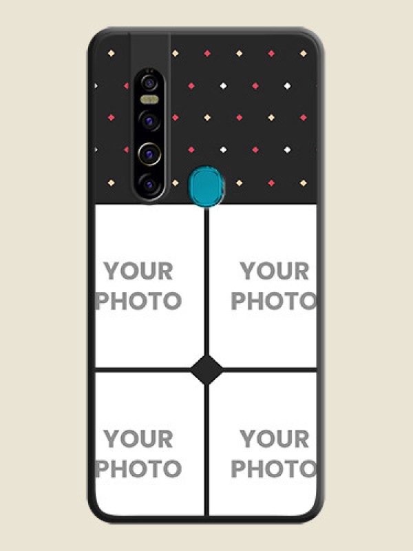 Custom Multicolor Dotted Pattern with 4 Image Holder on Space Black Custom Soft Matte Phone Cases - Tecno Camon 15 Pro - alternate view