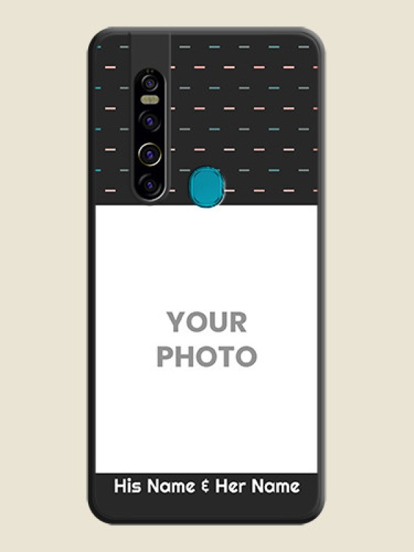 Custom Line Pattern Design with Text on Space Black Custom Soft Matte Phone Back Cover - Tecno Camon 15 Pro - alternate view