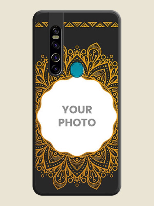 Custom Round Image with Floral Design on Photo on Space Black Soft Matte Mobile Cover - Tecno Camon 15 Pro - alternate view