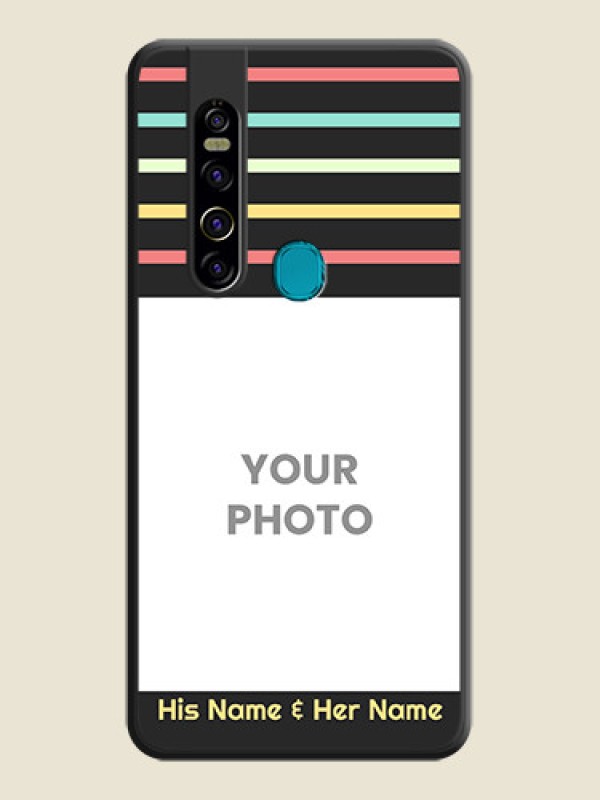 Custom Color Stripes with Photo and Text on Photo on Space Black Soft Matte Mobile Case - Tecno Camon 15 Pro - alternate view