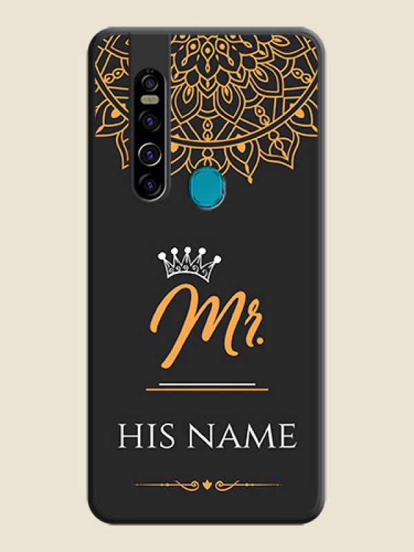 Custom Mr Name with Floral Design  on Personalised Space Black Soft Matte Cases - Tecno Camon 15 Pro - alternate view