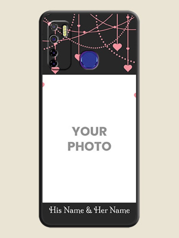 Custom Pink Love Hangings with Text on Space Black Custom Soft Matte Back Cover - Tecno Camon 15 - alternate view