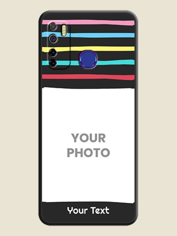 Custom Multicolor Lines with Image on Space Black Personalized Soft Matte Phone Covers - Tecno Camon 15 - alternate view