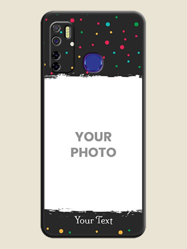 Custom Multicolor Dotted Pattern with Text on Space Black Custom Soft Matte Phone Back Cover - Tecno Camon 15 - alternate view