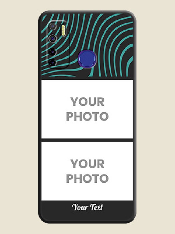 Custom Wave Pattern with 2 Image Holder on Space Black Personalized Soft Matte Phone Covers - Tecno Camon 15 - alternate view