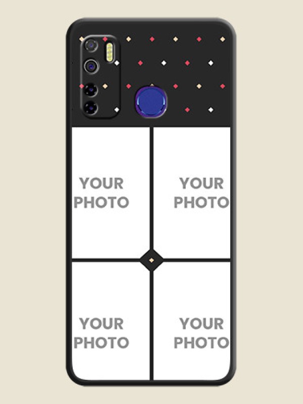 Custom Multicolor Dotted Pattern with 4 Image Holder on Space Black Custom Soft Matte Phone Cases - Tecno Camon 15 - alternate view