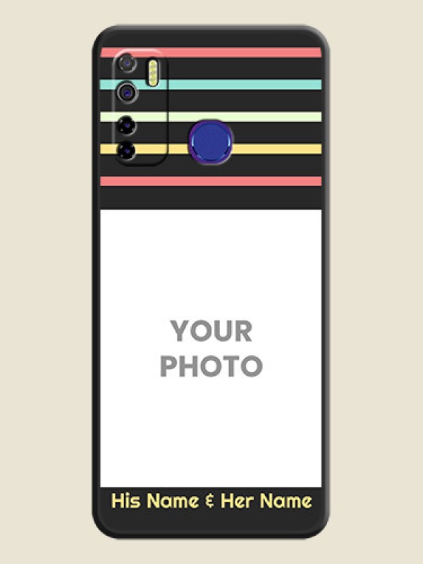 Custom Color Stripes with Photo and Text on Photo on Space Black Soft Matte Mobile Case - Tecno Camon 15 - alternate view