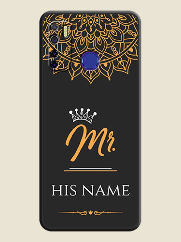 Custom Mr Name with Floral Design  on Personalised Space Black Soft Matte Cases - Tecno Camon 15 - alternate view