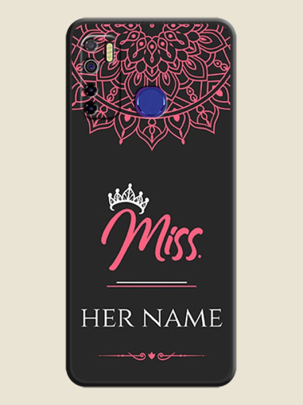 Custom Mrs Name with Floral Design on Space Black Personalized Soft Matte Phone Covers - Tecno Camon 15 - alternate view