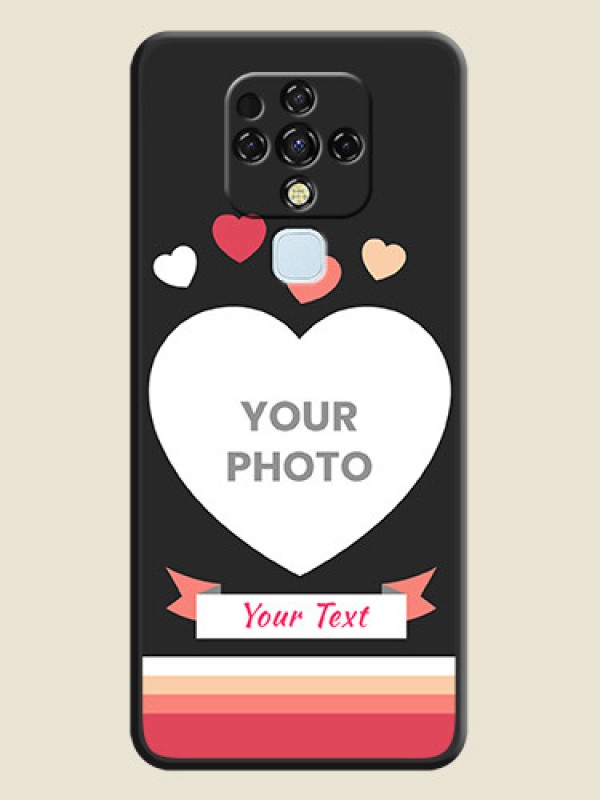Custom Love Shaped Photo with Colorful Stripes on Personalised Space Black Soft Matte Cases - Tecno Camon 16 - alternate view