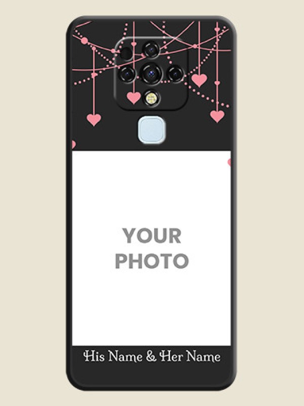 Custom Pink Love Hangings with Text on Space Black Custom Soft Matte Back Cover - Tecno Camon 16 - alternate view