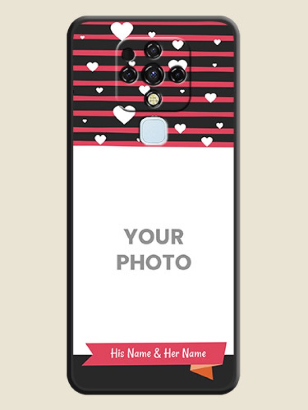 Custom White Color Love Symbols with Pink Lines Pattern on Space Black Custom Soft Matte Phone Cases - Tecno Camon 16 - alternate view