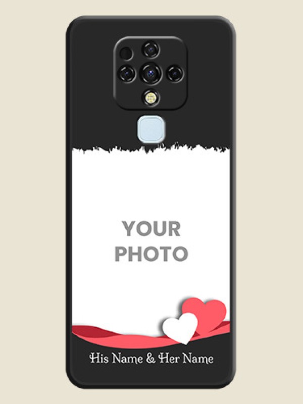 Custom Pin Color Love Shaped Ribbon Design with Text on Space Black Custom Soft Matte Phone Back Cover - Tecno Camon 16 - alternate view