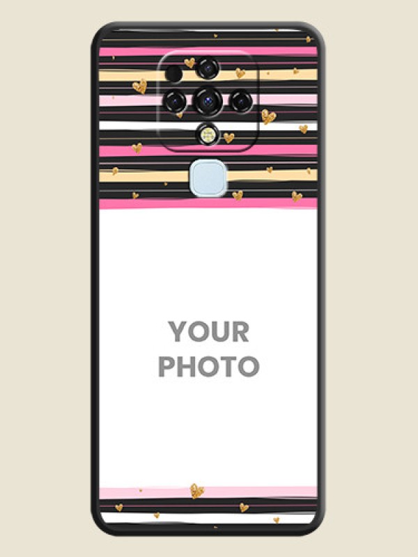 Custom Multicolor Lines and Golden Love Symbols Design on Photo on Space Black Soft Matte Mobile Cover - Tecno Camon 16 - alternate view