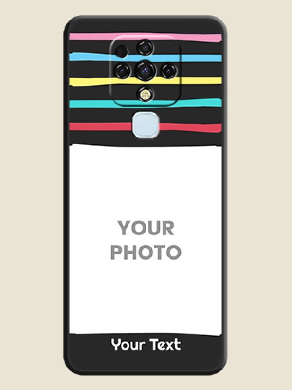 Custom Multicolor Lines with Image on Space Black Personalized Soft Matte Phone Covers - Tecno Camon 16 - alternate view