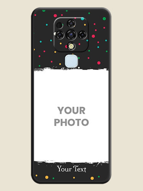 Custom Multicolor Dotted Pattern with Text on Space Black Custom Soft Matte Phone Back Cover - Tecno Camon 16 - alternate view