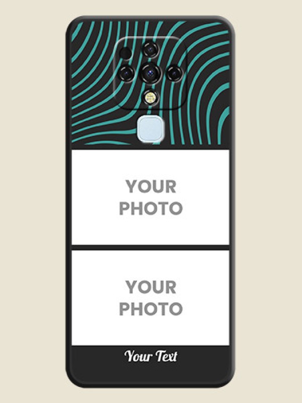 Custom Wave Pattern with 2 Image Holder on Space Black Personalized Soft Matte Phone Covers - Tecno Camon 16 - alternate view
