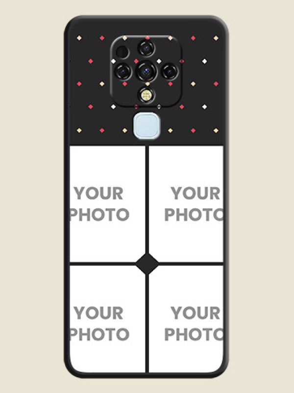 Custom Multicolor Dotted Pattern with 4 Image Holder on Space Black Custom Soft Matte Phone Cases - Tecno Camon 16 - alternate view