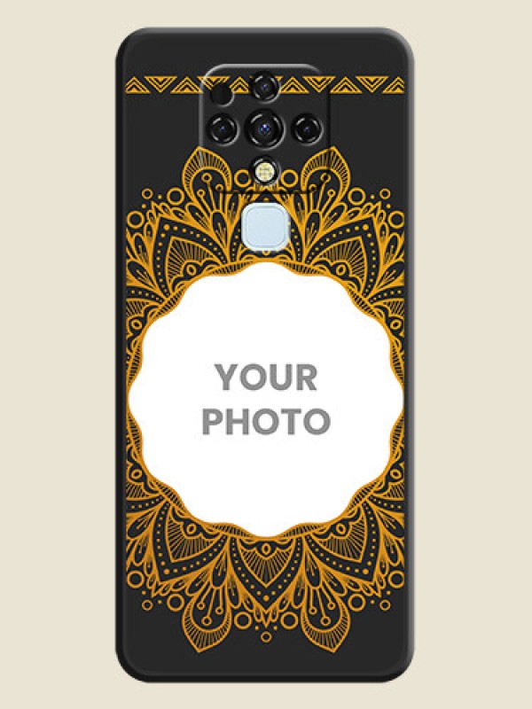 Custom Round Image with Floral Design on Photo on Space Black Soft Matte Mobile Cover - Tecno Camon 16 - alternate view
