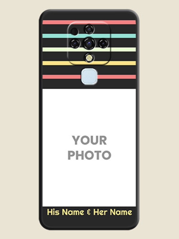 Custom Color Stripes with Photo and Text on Photo on Space Black Soft Matte Mobile Case - Tecno Camon 16 - alternate view