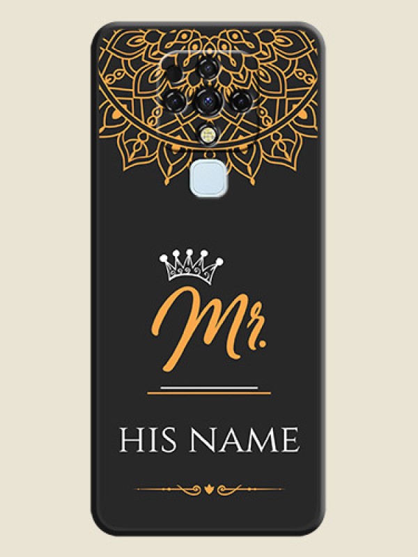 Custom Mr Name with Floral Design  on Personalised Space Black Soft Matte Cases - Tecno Camon 16 - alternate view