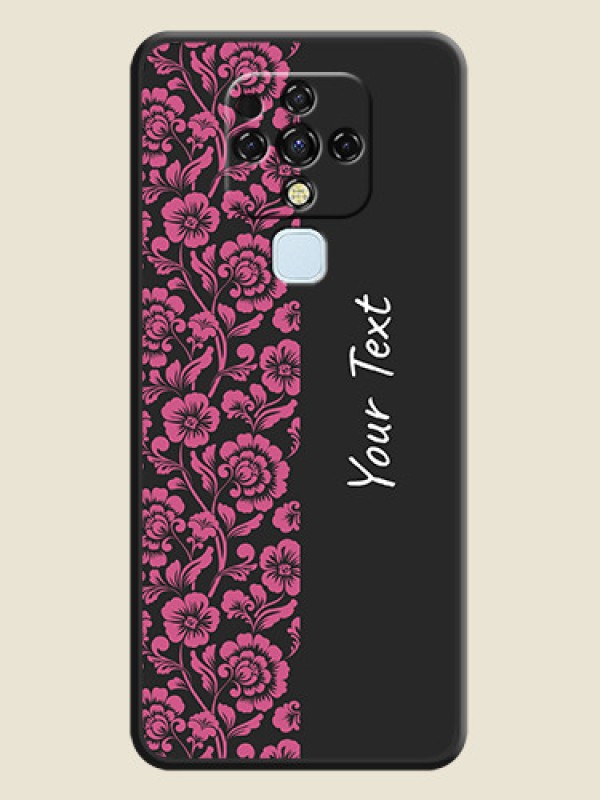 Custom Pink Floral Pattern Design With Custom Text On Space Black Personalized Soft Matte Phone Covers -Tecno Camon 16 - alternate view
