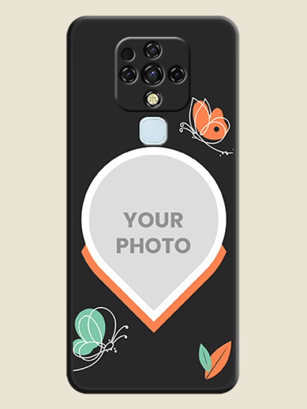 Custom Upload Pic With Simple Butterly Design On Space Black Personalized Soft Matte Phone Covers -Tecno Camon 16 - alternate view