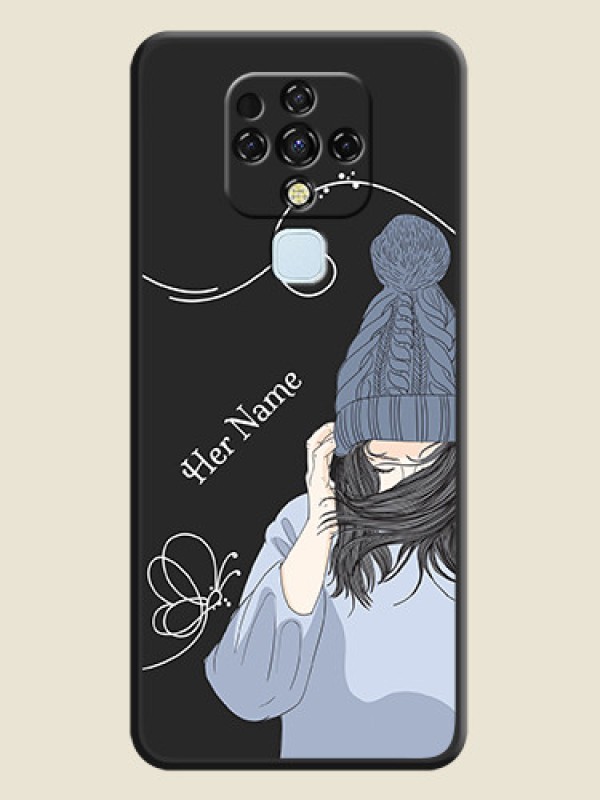 Custom Girl With Blue Winter Outfiit Custom Text Design On Space Black Personalized Soft Matte Phone Covers -Tecno Camon 16 - alternate view