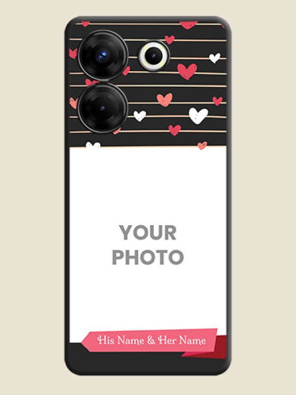 Custom Love Pattern with Name on Pink Ribbon - Photo on Space Black Soft Matte Back Cover - Tecno Camon 20 Pro - alternate view
