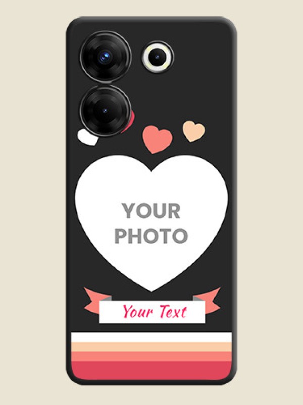 Custom Love Shaped Photo with Colorful Stripes on Personalised Space Black Soft Matte Cases - Tecno Camon 20 Pro - alternate view