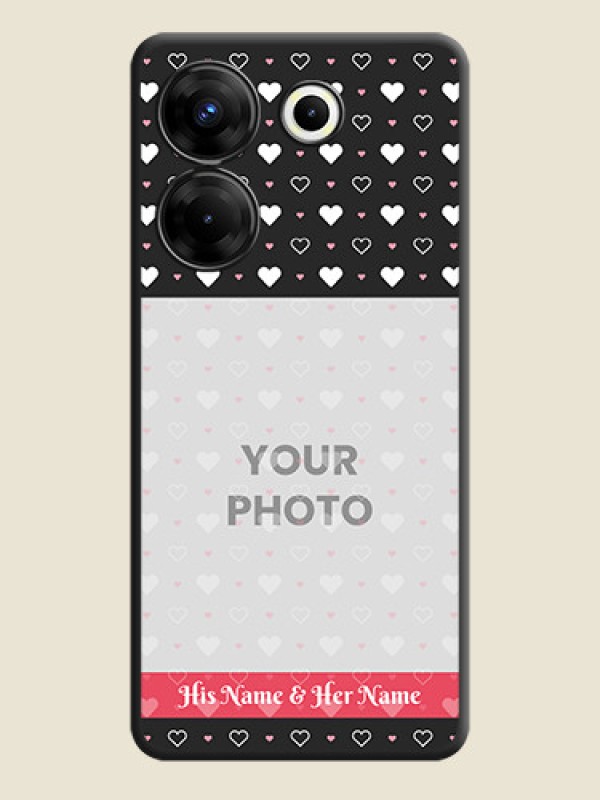 Custom White Color Love Symbols with Text Design - Photo on Space Black Soft Matte Phone Cover - Tecno Camon 20 Pro - alternate view