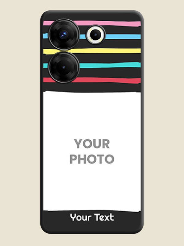 Custom Multicolor Lines with Image on Space Black Personalized Soft Matte Phone Covers - Tecno Camon 20 Pro - alternate view